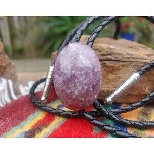 Handcrafted Lepidolite Crystal Bolo Tie